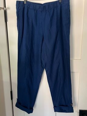 J.Jill Love Linen | 100% Linen Ankle Pants Blue Large